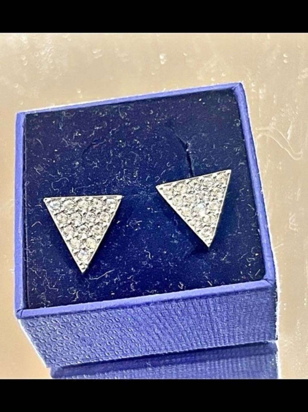 Triangle Stud geometric Earrings from touch stone crystal by swarovski